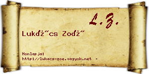 Lukács Zoé névjegykártya